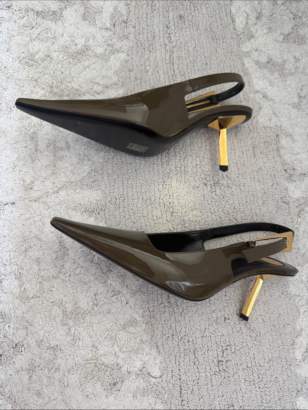 Saint Laurent Brown Patent Leather Slingback Pumps - Picture 2 of 5